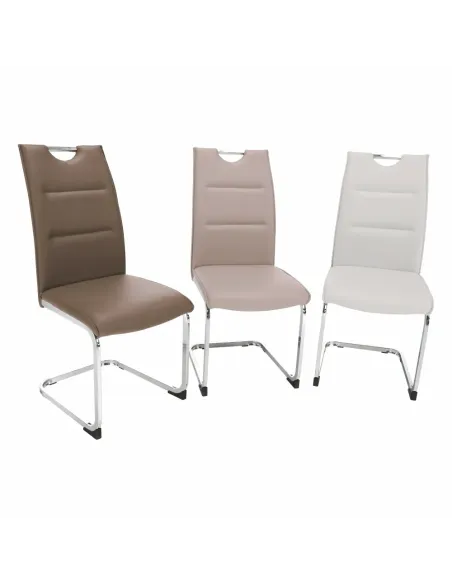 Scaun Dining TOSENA, gri deschis, pentru living/dining, 44x60.5x98 cm, piele eco și crom | MobilaOK
