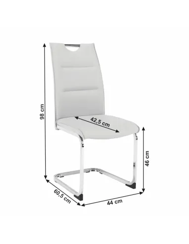 Scaun Dining TOSENA, gri deschis, pentru living/dining, 44x60.5x98 cm, piele eco și crom | MobilaOK