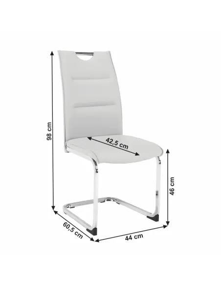 Scaun Dining TOSENA, gri deschis, pentru living/dining, 44x60.5x98 cm, piele eco și crom | MobilaOK