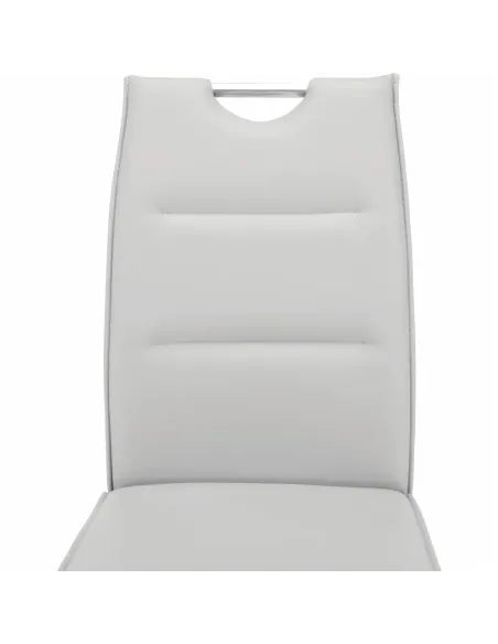 Scaun Dining TOSENA, gri deschis, pentru living/dining, 44x60.5x98 cm, piele eco și crom | MobilaOK