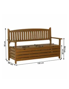 Bancă de grădină AMULA, maro, 150x56x88 cm, Lemn | MobilaOK 2