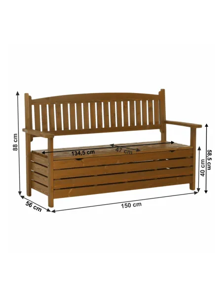 Bancă de grădină AMULA, maro, 150x56x88 cm, Lemn | MobilaOK