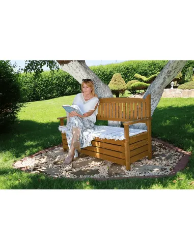 Bancă de grădină AMULA, maro, 150x56x88 cm, Lemn | MobilaOK
