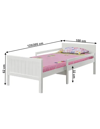 Pat, EUNIKA, dormitor, 125/205 x 100 x 62 cm, PAL/MDF/masiv de pin | MobilaOK