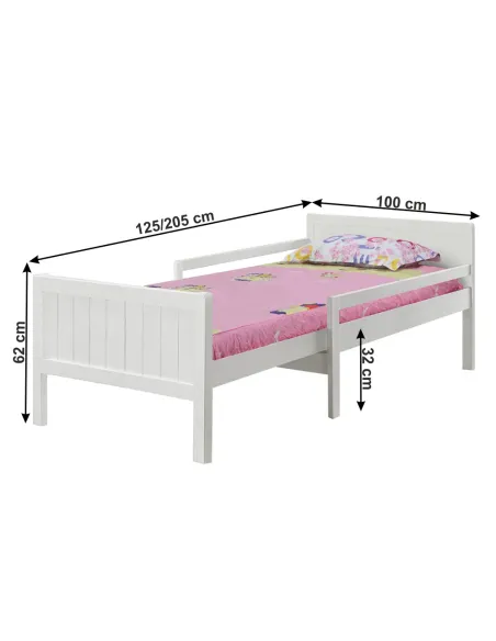 Pat, EUNIKA, dormitor, 125/205 x 100 x 62 cm, PAL/MDF/masiv de pin | MobilaOK