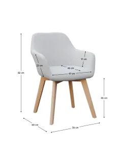 Fotoliu CLORIN NEW living/birou, 56x60x82 cm, lemn și țesătură | MobilaOK 2