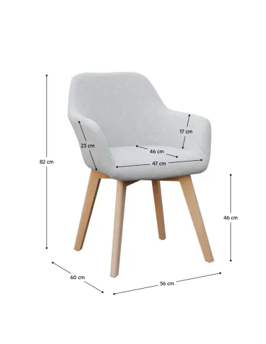 Fotoliu CLORIN NEW living/birou, 56x60x82 cm, lemn și țesătură | MobilaOK