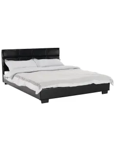 Pat MIKEL, dormitor, 160x200, piele eco neagră | MobilaOK
