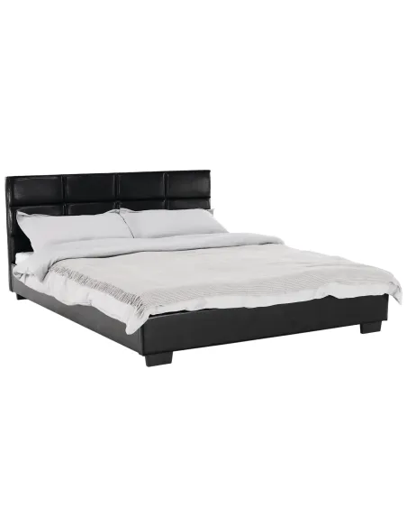 Pat MIKEL, dormitor, 160x200, piele eco neagră | MobilaOK