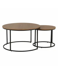Set de 2 Mese de Cafea IKLIN, living, Ø80/50x45/40 cm, MDF si metal | MobilaOK