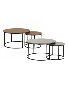 Set de 2 Mese de Cafea IKLIN, living, Ø80/50x45/40 cm, MDF si metal | MobilaOK 2