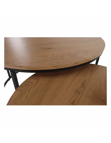 Set de 2 Mese de Cafea IKLIN, living, Ø80/50x45/40 cm, MDF si metal | MobilaOK