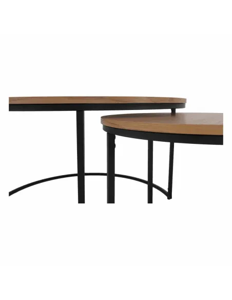 Set de 2 Mese de Cafea IKLIN, living, Ø80/50x45/40 cm, MDF si metal | MobilaOK