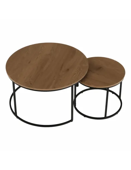 Set de 2 Mese de Cafea IKLIN, living, Ø80/50x45/40 cm, MDF si metal | MobilaOK