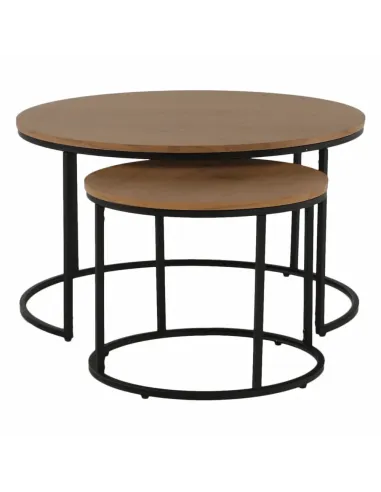 Set de 2 Mese de Cafea IKLIN, living, Ø80/50x45/40 cm, MDF si metal | MobilaOK