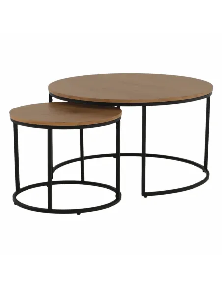 Set de 2 Mese de Cafea IKLIN, living, Ø80/50x45/40 cm, MDF si metal | MobilaOK
