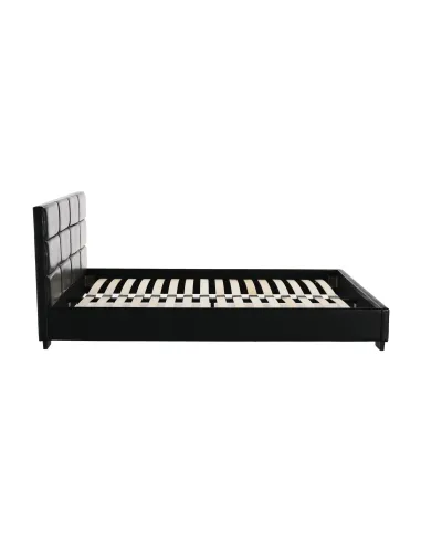 Pat MIKEL, dormitor, 160x200, piele eco neagră | MobilaOK