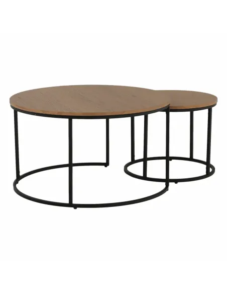 Set de 2 Mese de Cafea IKLIN, living, Ø80/50x45/40 cm, MDF si metal | MobilaOK