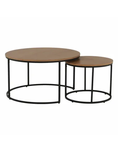 Set de 2 Mese de Cafea IKLIN, living, Ø80/50x45/40 cm, MDF si metal | MobilaOK