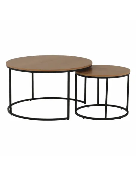 Set de 2 Mese de Cafea IKLIN, living, Ø80/50x45/40 cm, MDF si metal | MobilaOK
