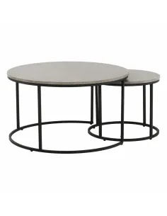 Set de 2 Mese Cafea, IKLIN, living, Ø80/50 cm, MDF și metal | MobilaOK
