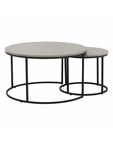 Set de 2 Mese Cafea, IKLIN, living, Ø80/50 cm, MDF și metal | MobilaOK