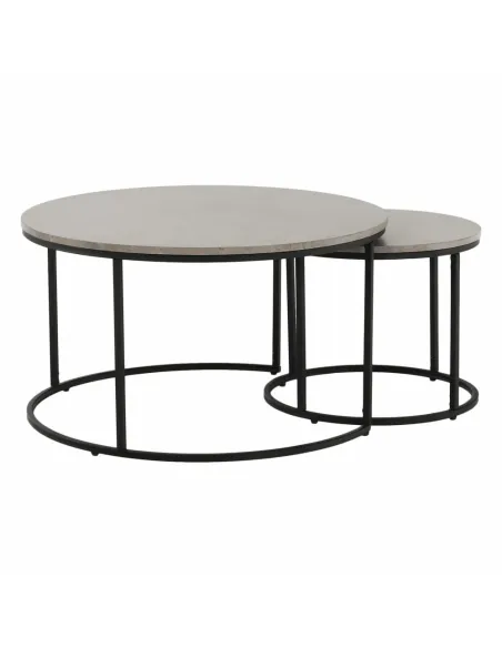 Set de 2 Mese Cafea, IKLIN, living, Ø80/50 cm, MDF și metal | MobilaOK