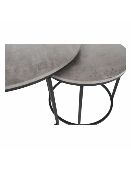 Set de 2 Mese Cafea, IKLIN, living, Ø80/50 cm, MDF și metal | MobilaOK