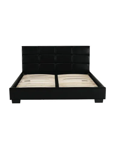 Pat MIKEL, dormitor, 160x200, piele eco neagră | MobilaOK