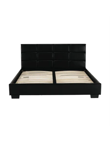 Pat MIKEL, dormitor, 160x200, piele eco neagră | MobilaOK