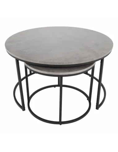 Set de 2 Mese Cafea, IKLIN, living, Ø80/50 cm, MDF și metal | MobilaOK