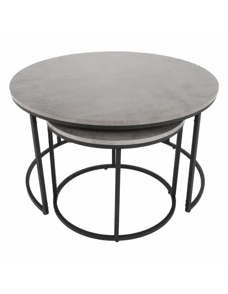 Set de 2 Mese Cafea, IKLIN, living, Ø80/50 cm, MDF și metal | MobilaOK