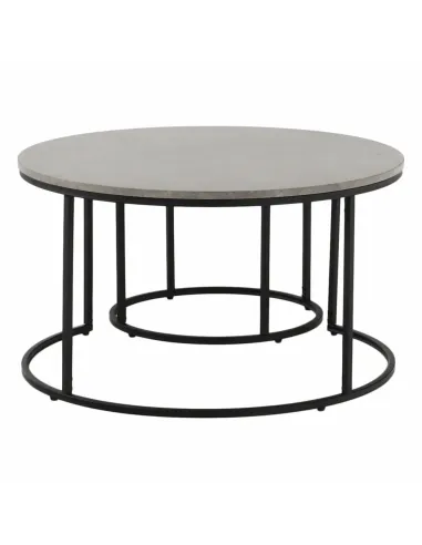 Set de 2 Mese Cafea, IKLIN, living, Ø80/50 cm, MDF și metal | MobilaOK