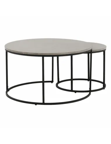 Set de 2 Mese Cafea, IKLIN, living, Ø80/50 cm, MDF și metal | MobilaOK