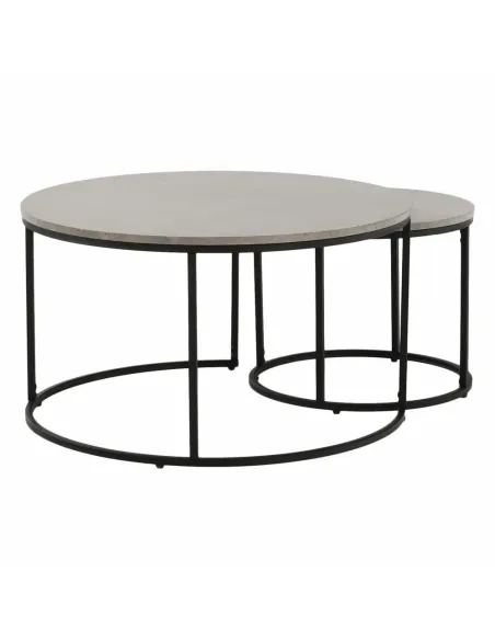 Set de 2 Mese Cafea, IKLIN, living, Ø80/50 cm, MDF și metal | MobilaOK