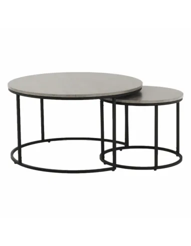 Set de 2 Mese Cafea, IKLIN, living, Ø80/50 cm, MDF și metal | MobilaOK
