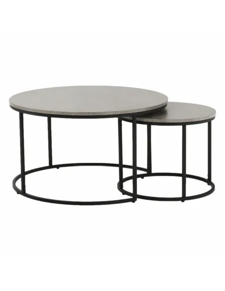 Set de 2 Mese Cafea, IKLIN, living, Ø80/50 cm, MDF și metal | MobilaOK