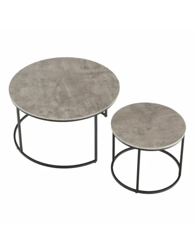 Set de 2 Mese Cafea, IKLIN, living, Ø80/50 cm, MDF și metal | MobilaOK