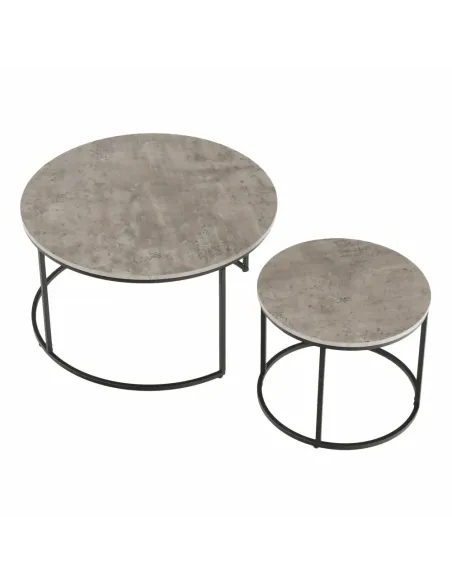 Set de 2 Mese Cafea, IKLIN, living, Ø80/50 cm, MDF și metal | MobilaOK
