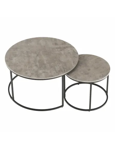 Set de 2 Mese Cafea, IKLIN, living, Ø80/50 cm, MDF și metal | MobilaOK