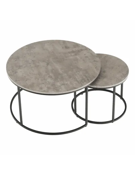 Set de 2 Mese Cafea, IKLIN, living, Ø80/50 cm, MDF și metal | MobilaOK
