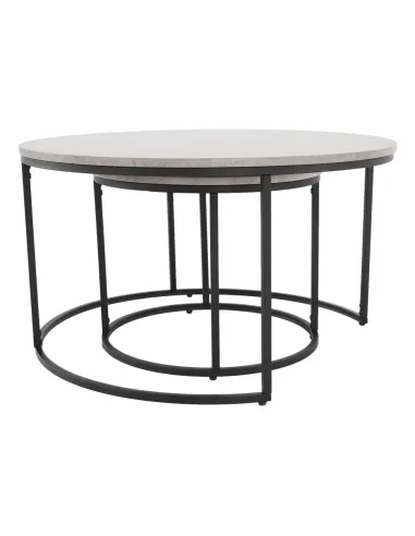 Set de 2 Mese Cafea, IKLIN, living, Ø80/50 cm, MDF și metal | MobilaOK