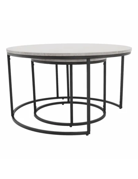 Set de 2 Mese Cafea, IKLIN, living, Ø80/50 cm, MDF și metal | MobilaOK