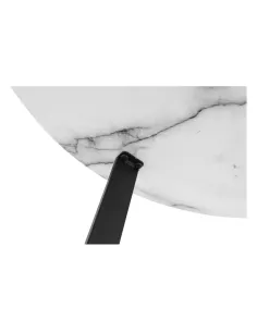 Măsuță de cafea SALINO living, Ø60x50cm, MDF marmură albă/metal negru | MobilaOK 2
