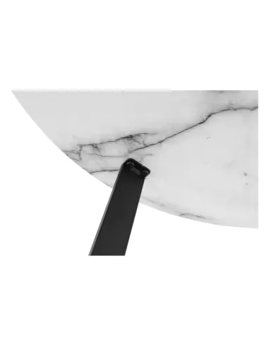 Măsuță de cafea SALINO living, Ø60x50cm, MDF marmură albă/metal negru | MobilaOK
