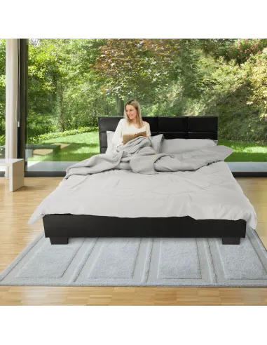 Pat MIKEL, dormitor, 160x200, piele eco neagră | MobilaOK