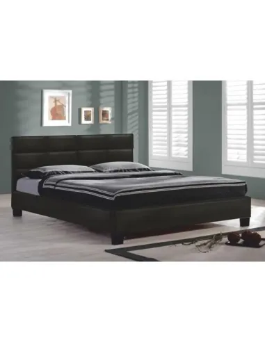 Pat MIKEL, dormitor, 160x200, piele eco neagră | MobilaOK