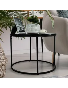 Măsuță de cafea GAGIN living 80x40x45 cm MDF marmură/metal | MobilaOK 2