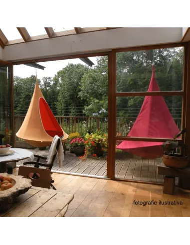 Scaun suspendabil balansoar, KLORIN NEW KLASIK, living/balcon/grădină, 150x150x150 cm, Bumbac/Poliester și Aluminiu | MobilaOK
