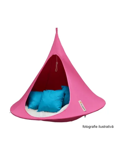 Scaun suspendabil balansoar, KLORIN NEW KLASIK, living/balcon/grădină, 150x150x150 cm, Bumbac/Poliester și Aluminiu | MobilaOK
